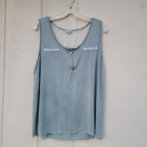 Pol Tank Top Sage Green Lace Detail Fairy Boho Wmns Sz Large